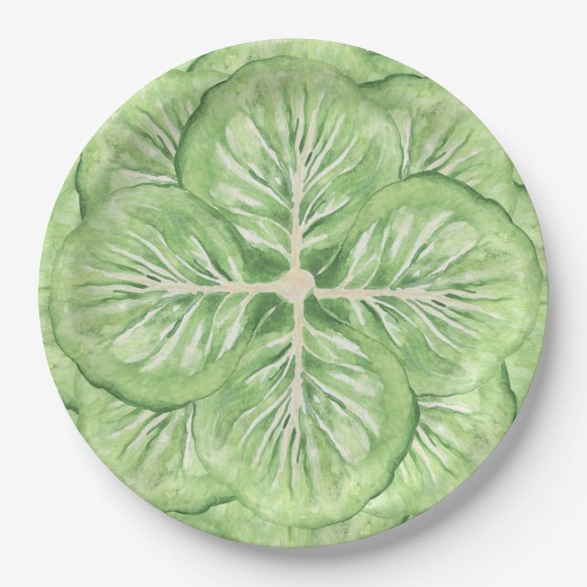 Grandmillennial Cabbage Leaf Paper  Plate (Front)