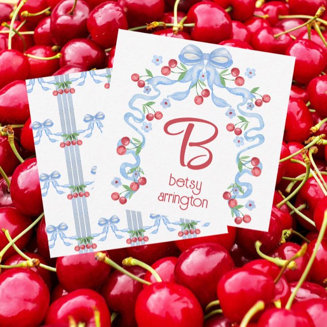 Grandmillennial Cherry Bows Watercolor Enclosure Card (Creator Uploaded)
