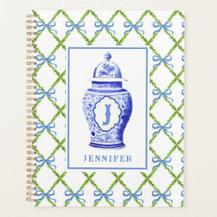 Grandmillennial Chinoiserie Ginger Jar   Monogram Planner