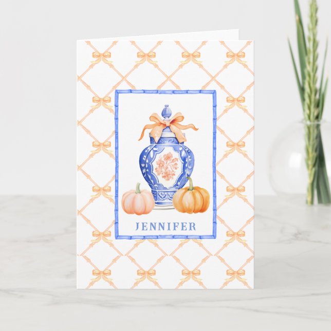 Grandmillennial Chinoiserie Ginger Jar  Thank You Card (Front)