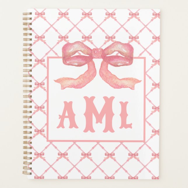 Grandmillennial Chinoiserie Monogram Bamboo & Bow Planner (Front)