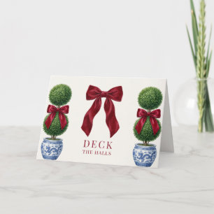 Grandmillennial Chinoiserie Topiary Deck The Halls Holiday Card