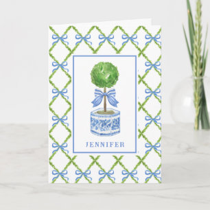 Grandmillennial Chinoiserie Topiary Personalised Card