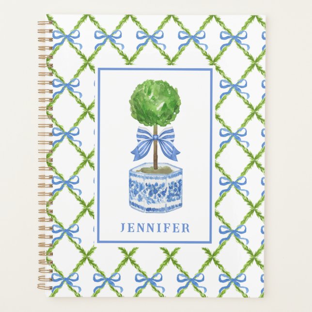 Grandmillennial Chinoiserie Topiary | Personalised Planner (Front)