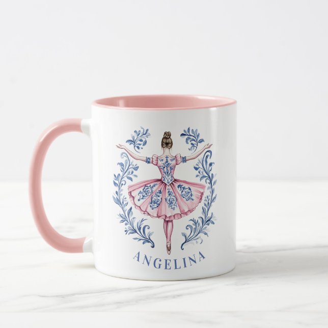 Grandmillennial Christmas Damask Ballerina Mug (Left)