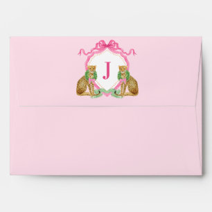Grandmillennial Christmas Leopard Crest Monogram Envelope