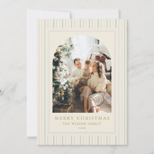 Grandmillennial Christmas Stripes Arch Photo Holiday Card