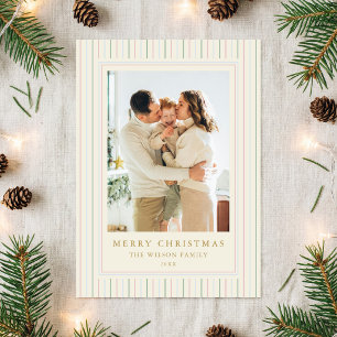 Grandmillennial Christmas Stripes One Photo Holiday Card