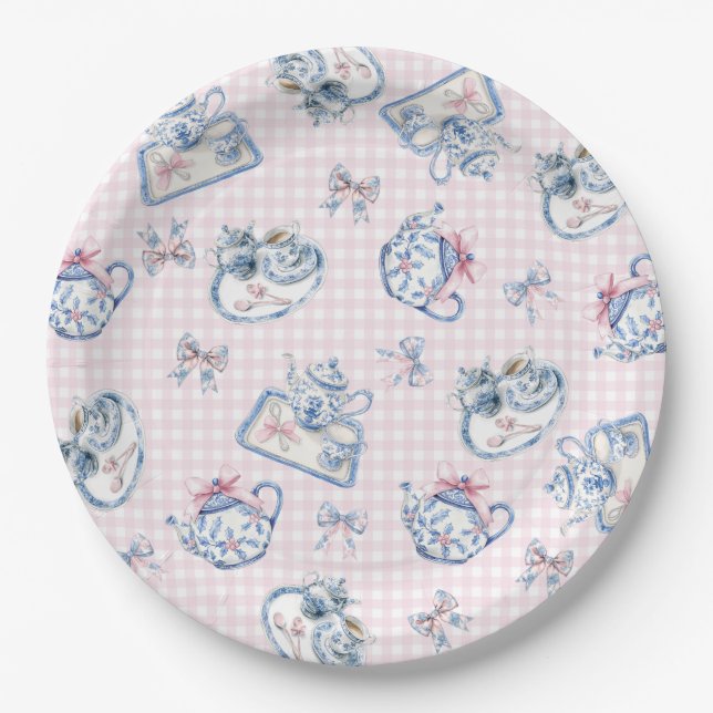 Grandmillennial | Christmas Tea Party Paper Plate (Front)