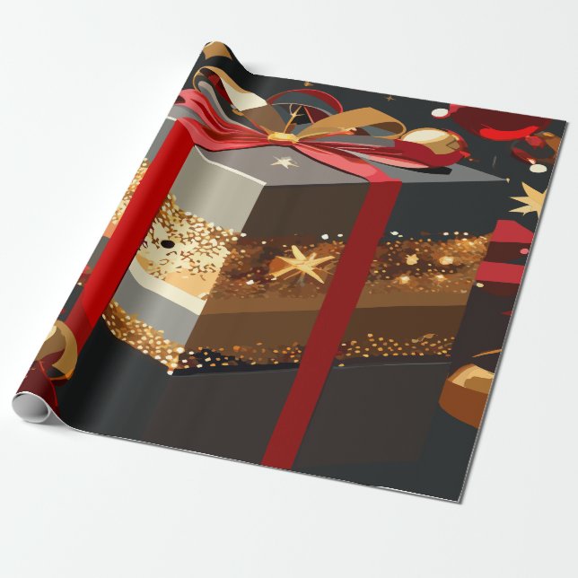 Grandmillennial Christmas Wrapping Paper (Unrolled)