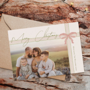 Grandmillennial Coquette Merry Christmas Photo Holiday Card