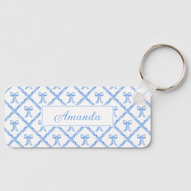 Grandmillennial Customisable Bow Trellis Keychain  (Front)