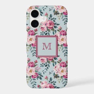 Grandmillennial Dusty Rose Floral Custom Monogram