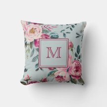 Grandmillennial Dusty Rose Floral Custon Monogram