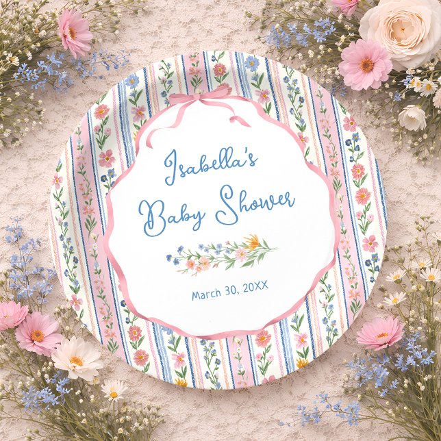 Grandmillennial Floral Baby Shower  Paper Plate (Creator Uploaded)