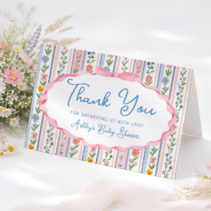 Grandmillennial Floral Baby Shower Thank You Card