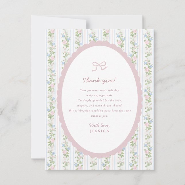 Grandmillennial Floral Baby Shower Thank you card (Front)