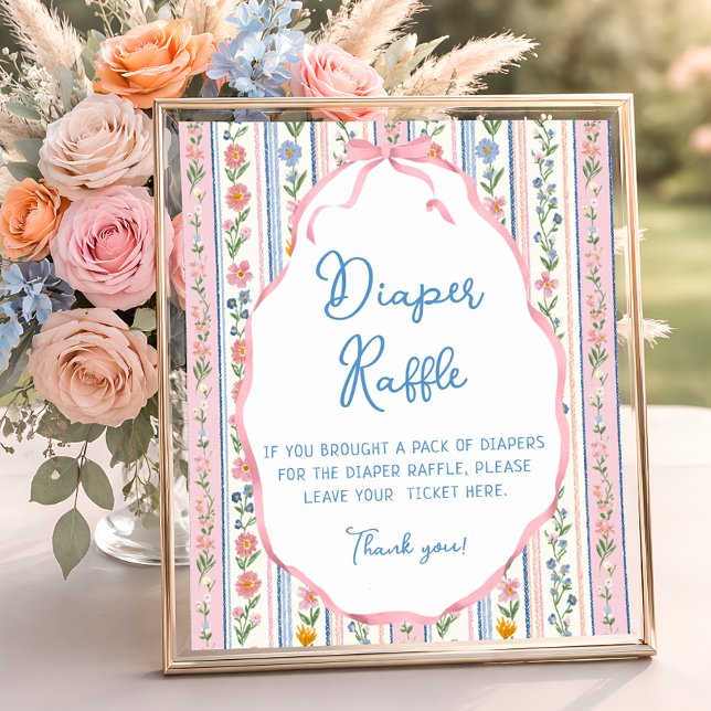 Grandmillennial Floral Vintage Diaper Raffle Poster (Creator Uploaded)