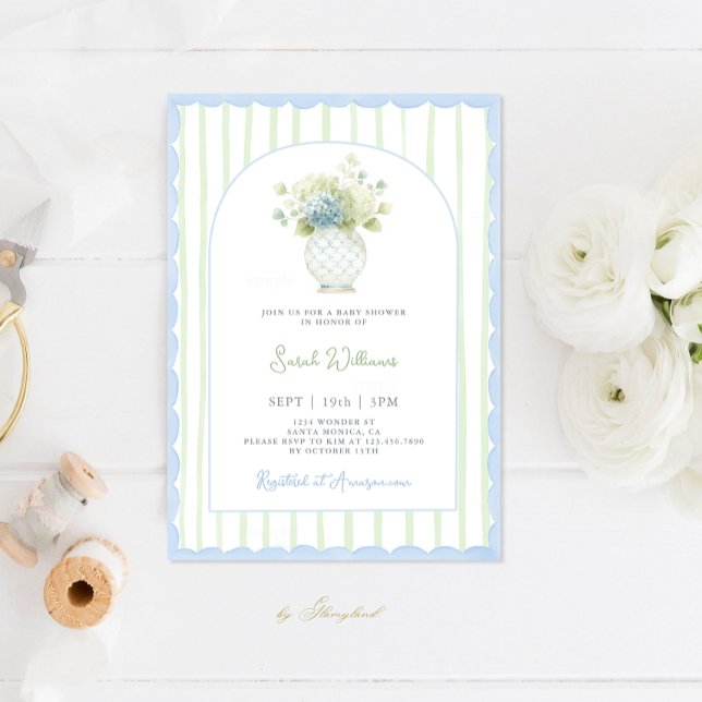 Grandmillennial Ginger Jar baby shower Invitation (Creator Uploaded)