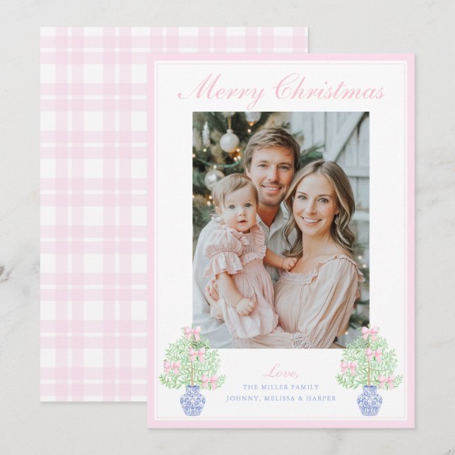 Grandmillennial Ginger Jar Christmas Tree Holiday Card (Front/Back)