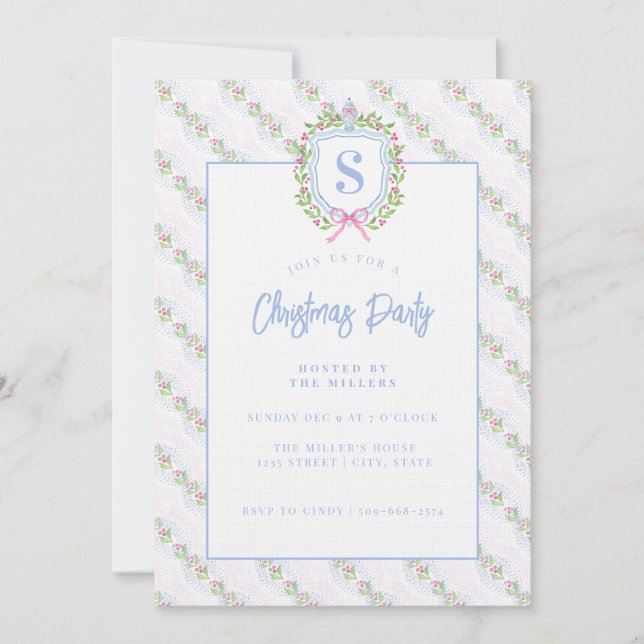 Grandmillennial Ginger Jar Crest Monogram Invitation (Front)