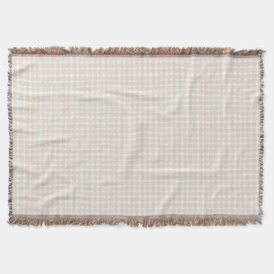 Grandmillennial Gingham - Cottagecore Beige Plaid Throw Blanket