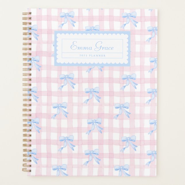 Grandmillennial Gingham with Bows Planner (Front)