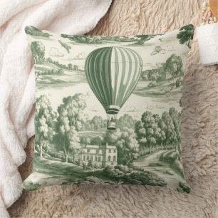 Grandmillennial Green French Toile Scenic Pattern Cushion