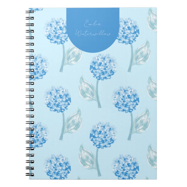 Grandmillennial Painterly Hydrangea Customisable Notebook (Front)