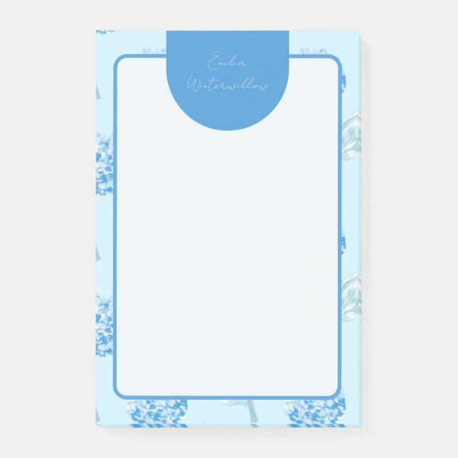 Grandmillennial Painterly Hydrangea Customisable Post-it Notes (Front)