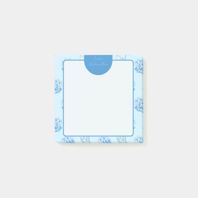 Grandmillennial Painterly Hydrangea Customisable Post-it Notes (Front)