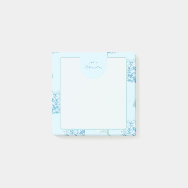 Grandmillennial Painterly Hydrangea Customisable Post-it Notes (Front)