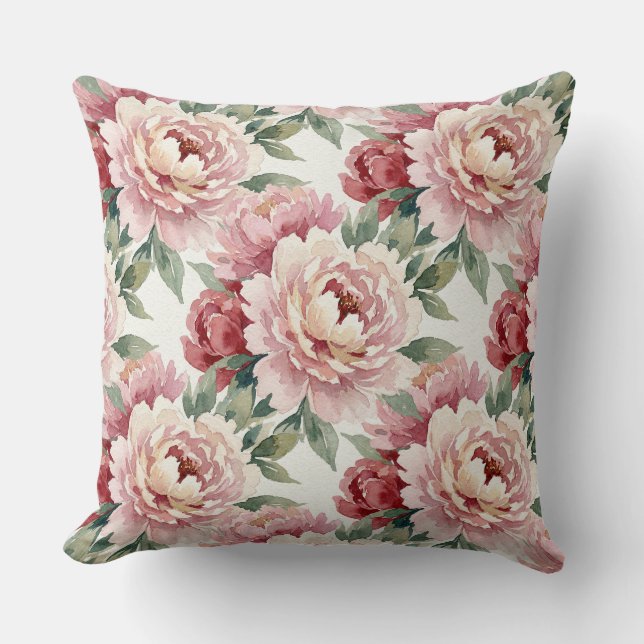 Grandmillennial Peonies | Blush Cream Cushion (Front)
