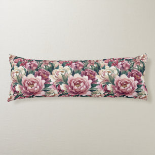 Grandmillennial Peonies Dusty Mauve Body Cushion
