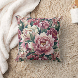Grandmillennial Peonies | Dusty Mauve Cushion