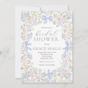 Grandmillennial Pink and Blue bridal shower invite