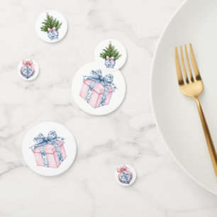 Grandmillennial Pink and Blue Damask Confetti