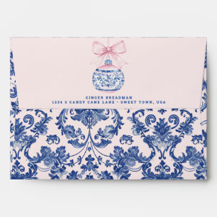 Grandmillennial Pink & Blue Damask Envelope