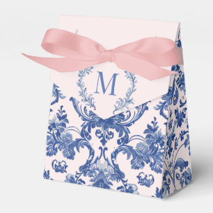 Grandmillennial Pink & Blue Damask Monogram Favour Box