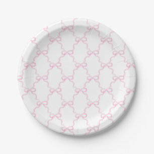 Grandmillennial Pink Bows Paper Plate