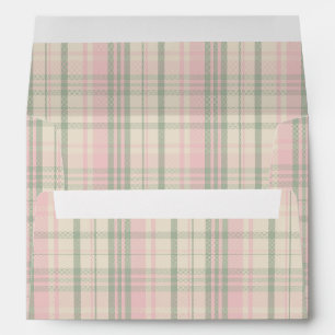 Grandmillennial Pink Green Plaid Pattern Envelope