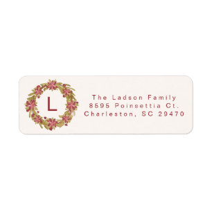 Grandmillennial Poinsettia Monogram Return Address