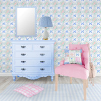 Grandmillennial preppy floral blue bows Trellis