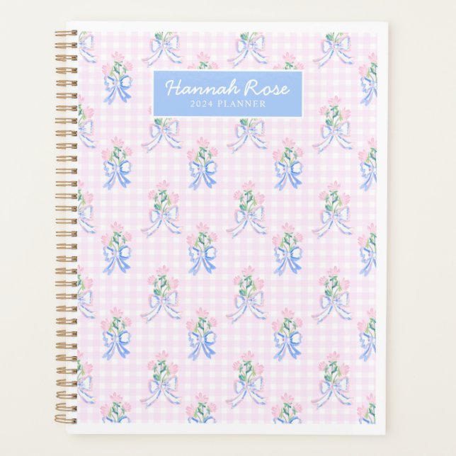 Grandmillennial Preppy Floral Watercolor Planner (Front)