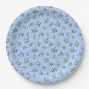 Grandmillennial Something Blue Wedding Paper Plate