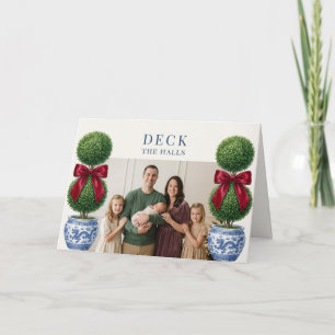 Grandmillennial Topiary Chinoiserie 4 Family Photo Holiday Card