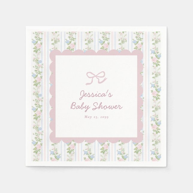 Grandmillennial Vintage Floral Baby Shower Napkins (Front)