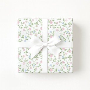 Grandmillennial Vintage Pastel Floral Wrapping Wrapping Paper