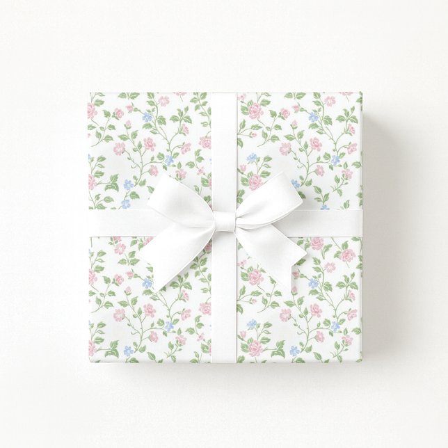 Grandmillennial  Vintage Pastel Floral Wrapping  Wrapping Paper (Creator Uploaded)