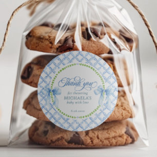 Grandmillennial Watercolor Baby Shower Thank You Classic Round Sticker